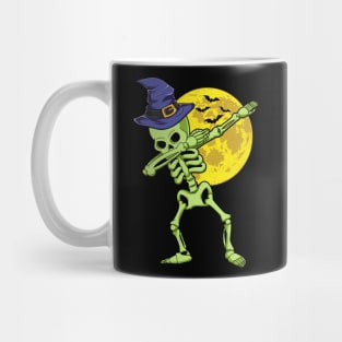 Dabbing Skeleton Witch Hat Halloween Costume Mug